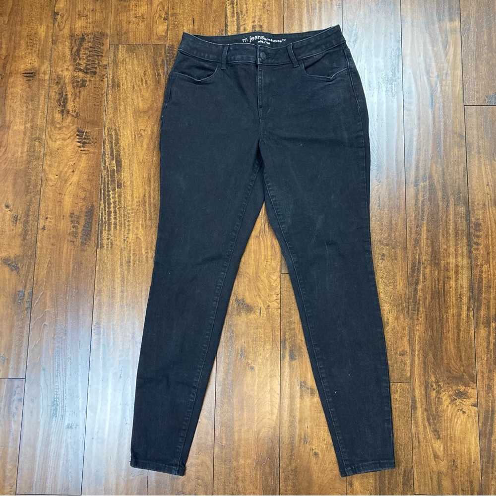 M BY MAURICES Women’s Jeans Mid-Rise Black Stretch Denim Sz Long Approx. 32 x 31